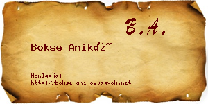 Bokse Anikó névjegykártya
